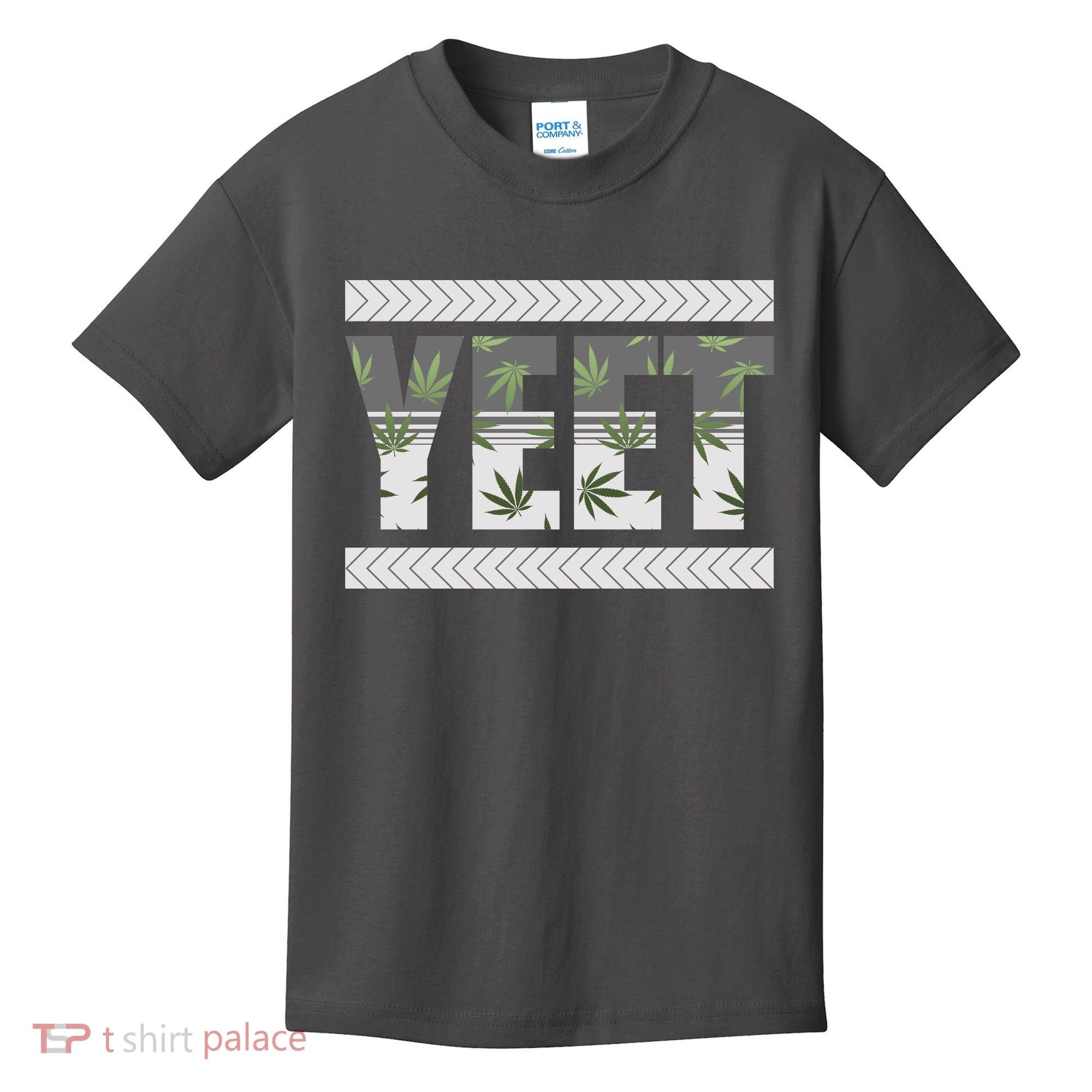 Yeet Meme Cannabis Leaf Pattern Kids T-Shirt