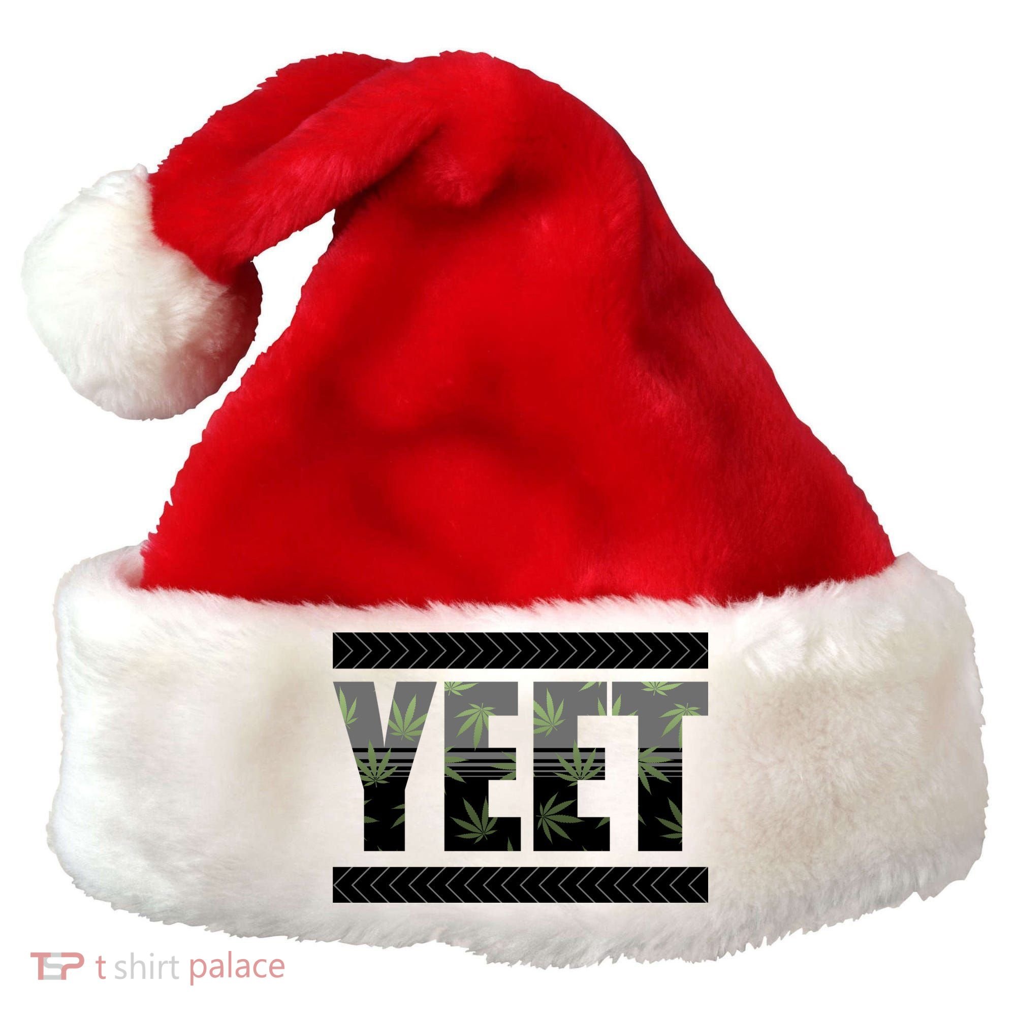 Yeet Meme Cannabis Leaf Pattern Santa Hat