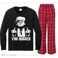 You Missed Finger Trump 2024 Take America Back Pennsylvania Rally Kids Long Sleeve Plaid Pajama Set thumb 0