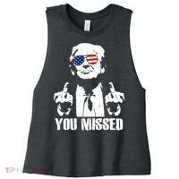 You Missed Finger Trump 2024 Take America Back Pennsylvania Rally Women's Racerback Cropped Tank thumb 0