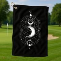 Yoga Magic Geometry Ying Yang Sun And Moon Cool Gift Golf Towel thumb 1
