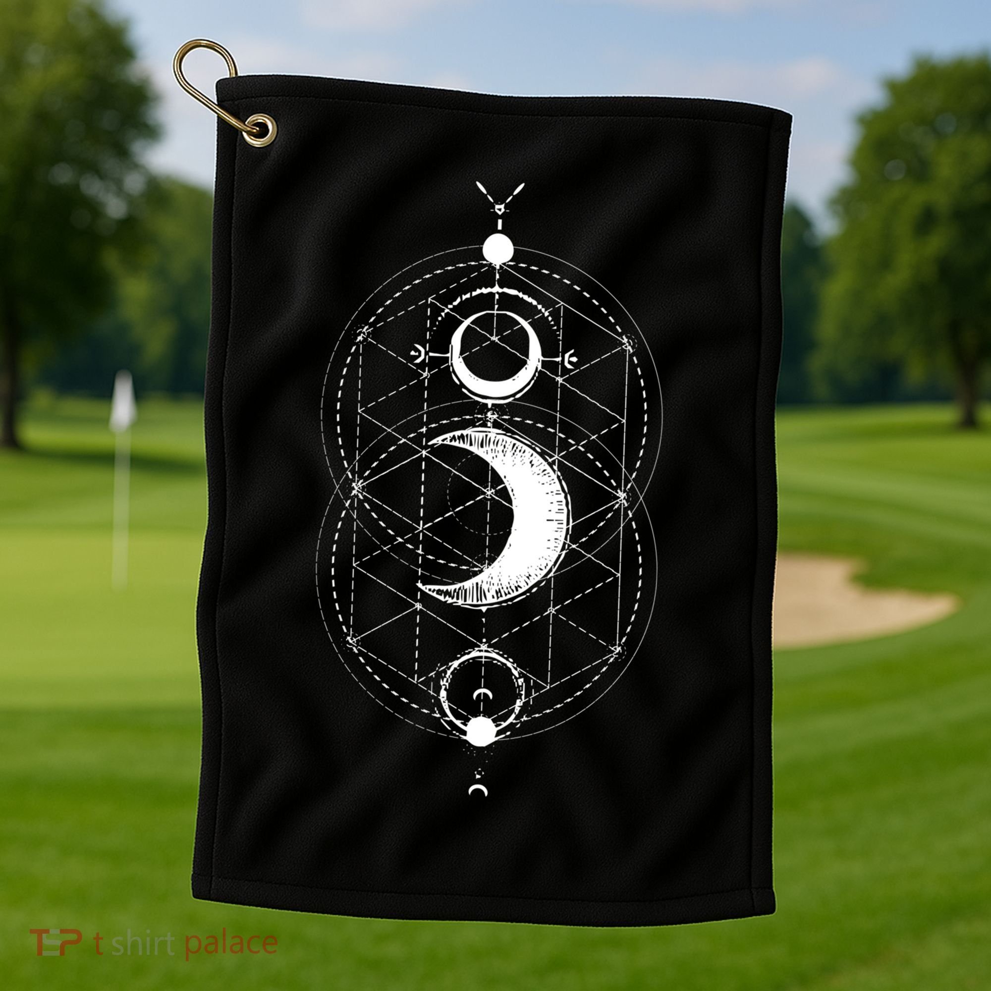 Yoga Magic Geometry Ying Yang Sun And Moon Cool Gift Golf Towel