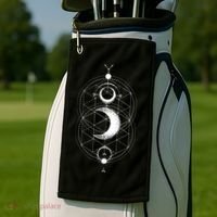 Yoga Magic Geometry Ying Yang Sun And Moon Cool Gift Golf Towel thumb 2