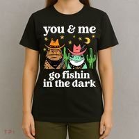 You & Me Go Fishin In The Dark Country Frogs Quote T-Shirt thumb 4