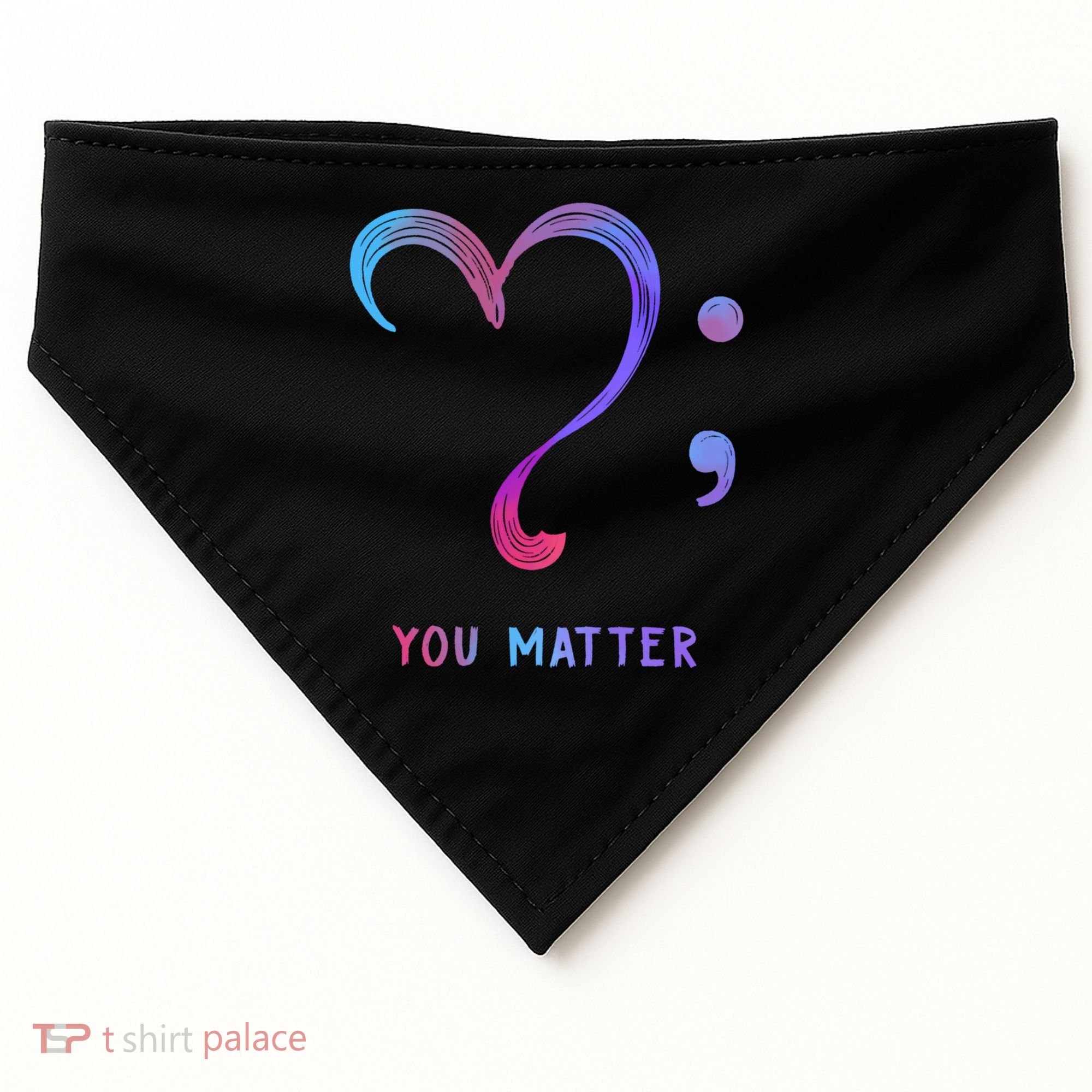 You Matter Heart And Semicolon Suicide Prevention Gift USA-Made Doggie Bandana