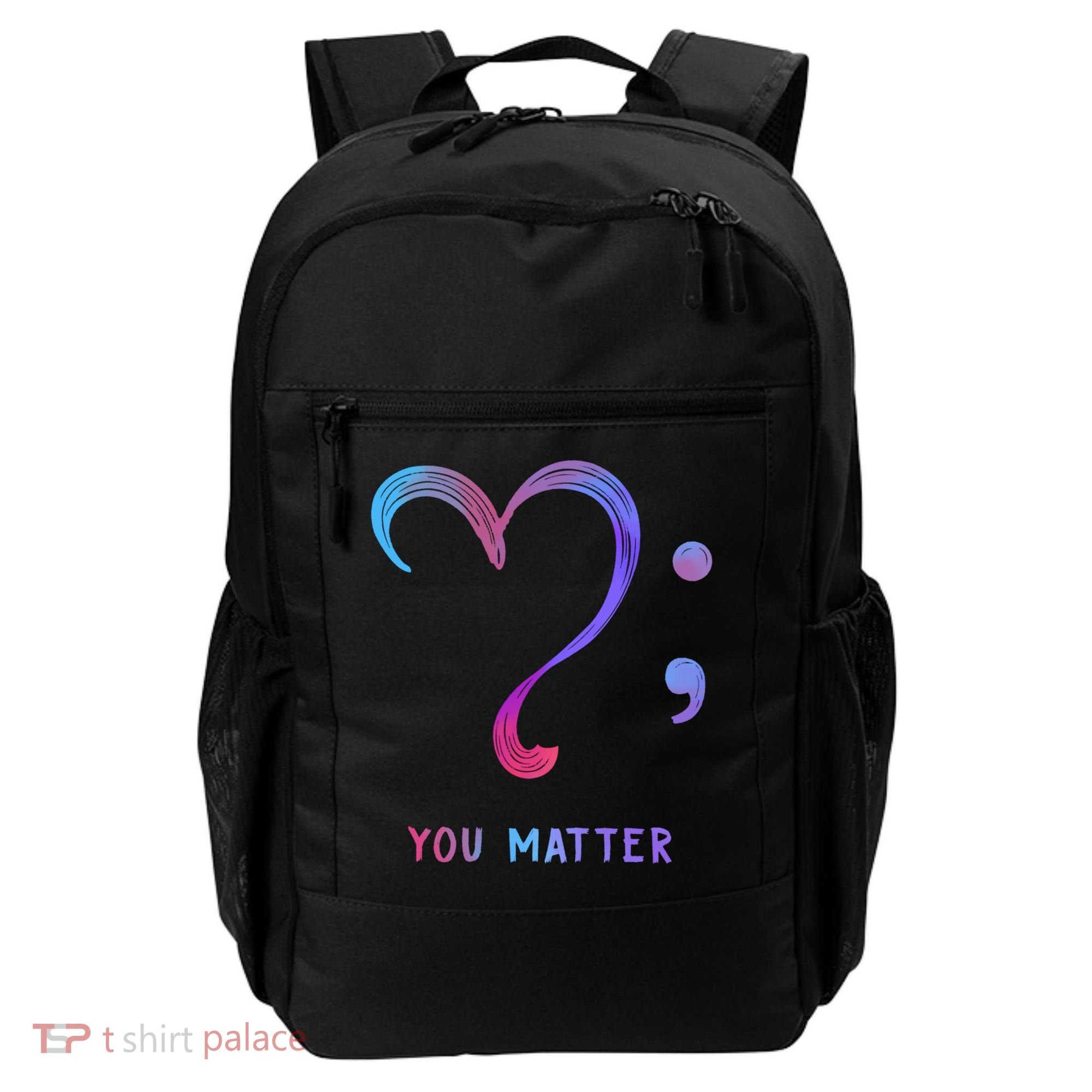 You Matter Heart And Semicolon Suicide Prevention Gift Backpack