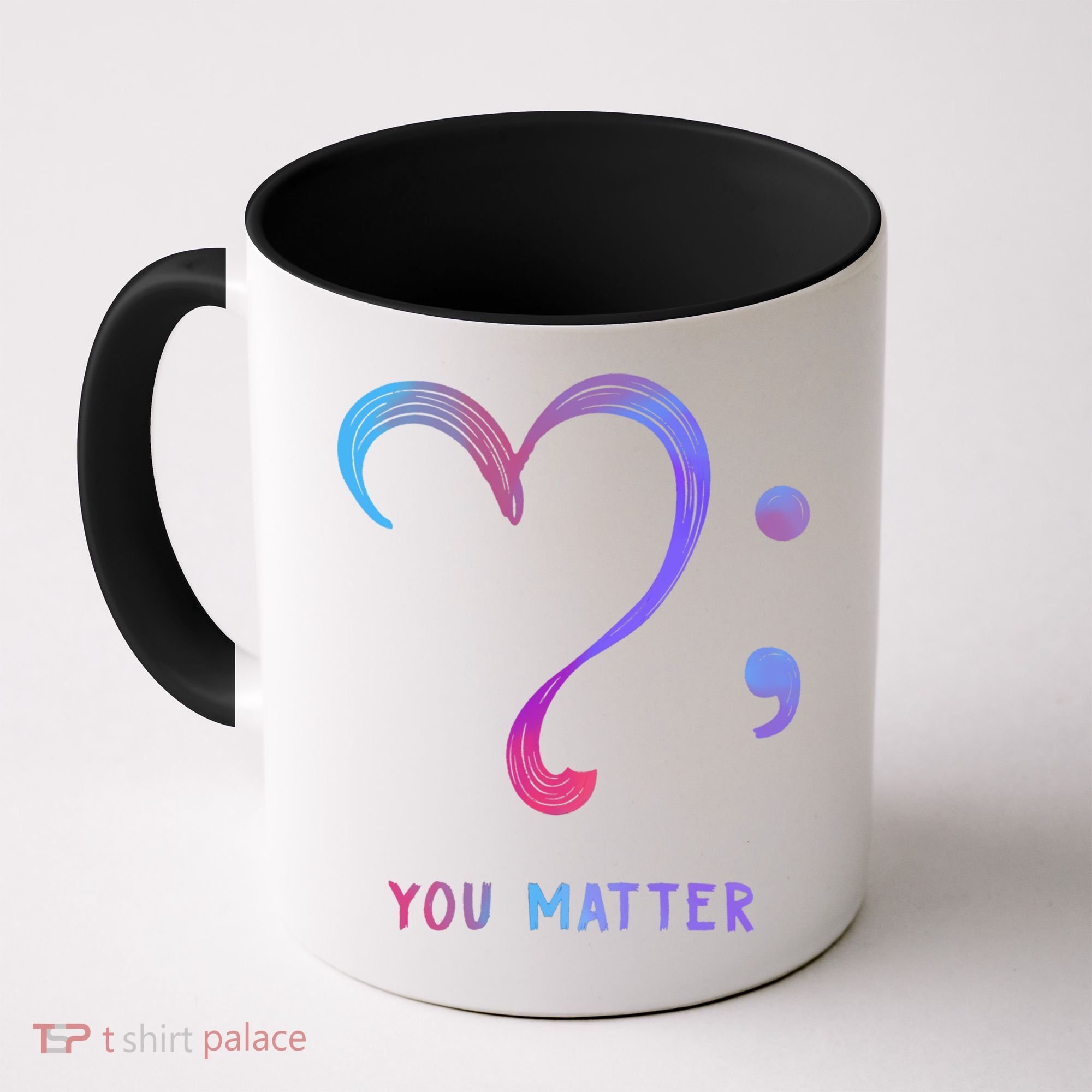 You Matter Heart And Semicolon Suicide Prevention Gift Coffee Mug