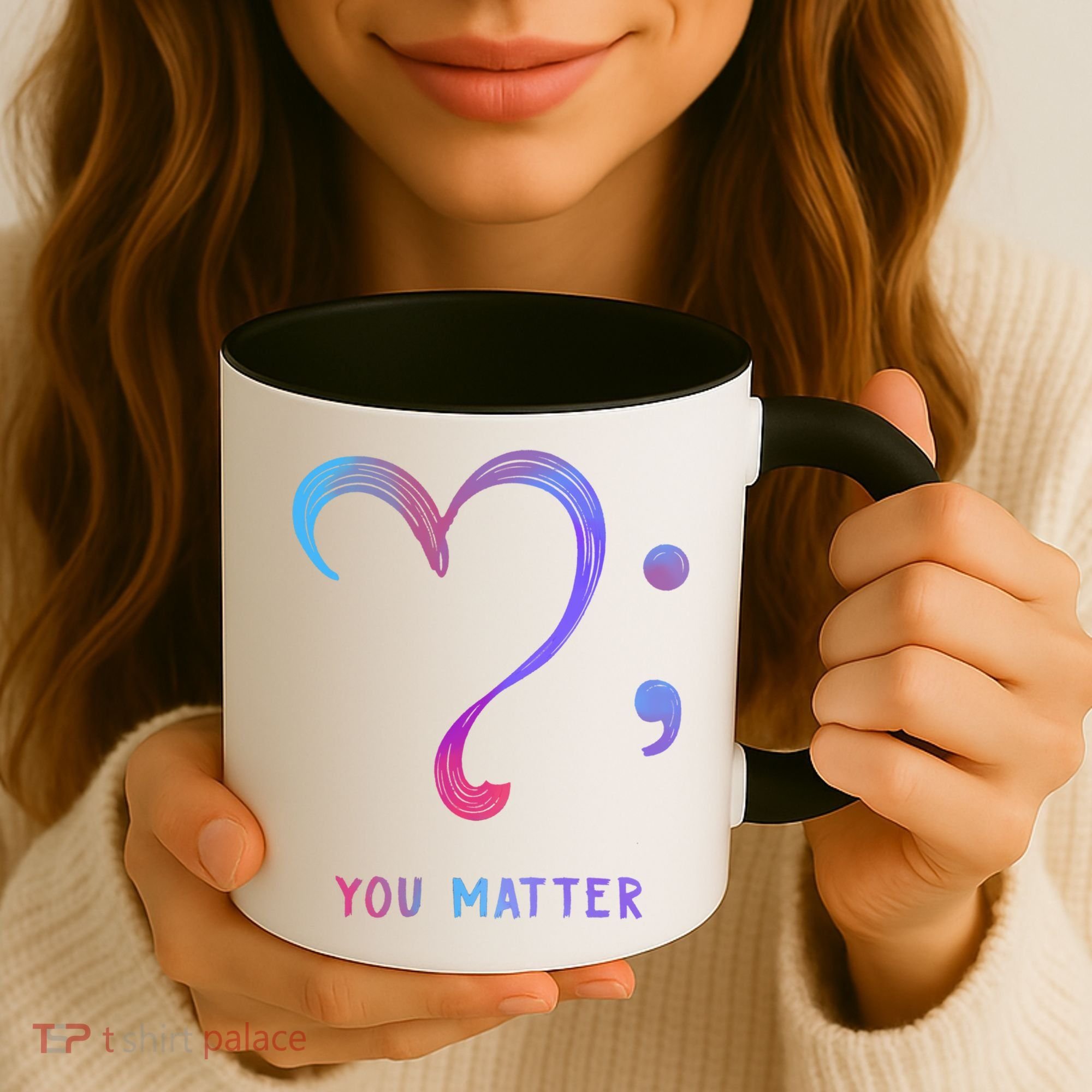You Matter Heart And Semicolon Suicide Prevention Gift Coffee Mug