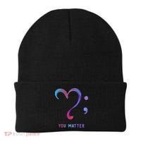 You Matter Heart And Semicolon Suicide Prevention Gift Beanie thumb 0