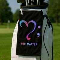 You Matter Heart And Semicolon Suicide Prevention Gift Golf Towel thumb 2