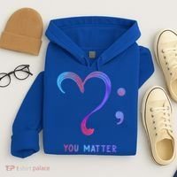 You Matter Heart And Semicolon Suicide Prevention Gift Hoodie thumb 4