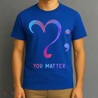 You Matter Heart And Semicolon Suicide Prevention Gift T-Shirt thumb 3