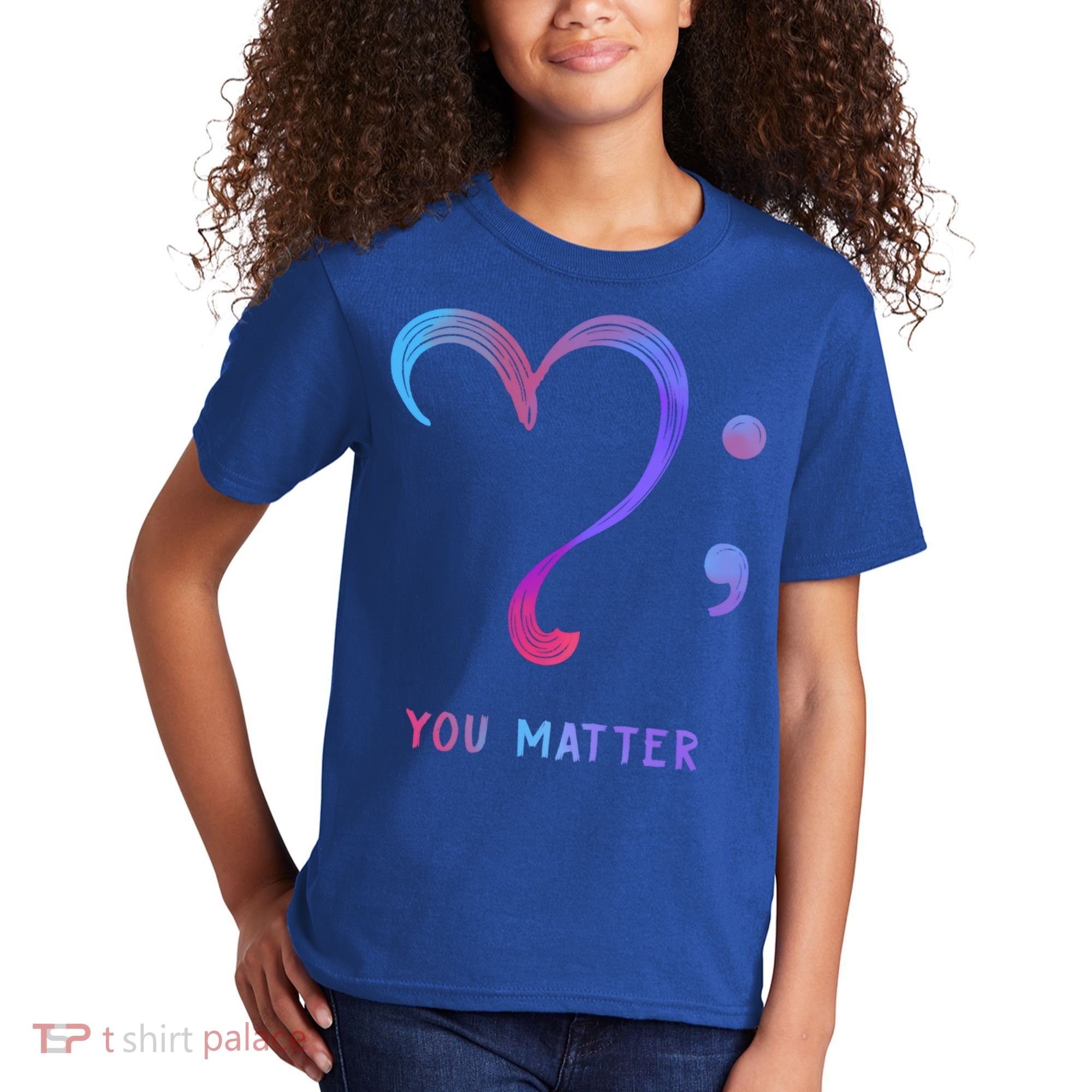 You Matter Heart And Semicolon Suicide Prevention Gift Kids T-Shirt