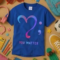 You Matter Heart And Semicolon Suicide Prevention Gift Kids T-Shirt thumb 3