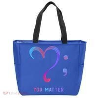 You Matter Heart And Semicolon Suicide Prevention Gift Tote Bag thumb 0