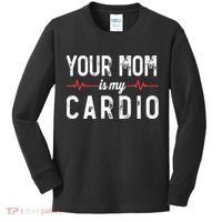 Your Mom Is My Cardio Dad Workout Gym Kids Long Sleeve Shirt thumb 0