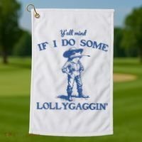 YAll Mind If I Do Some Lollygagging Cowboy Frog Golf Towel thumb 1