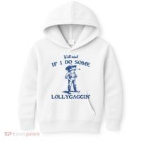 YAll Mind If I Do Some Lollygagging Cowboy Frog Kids Hoodie thumb 0