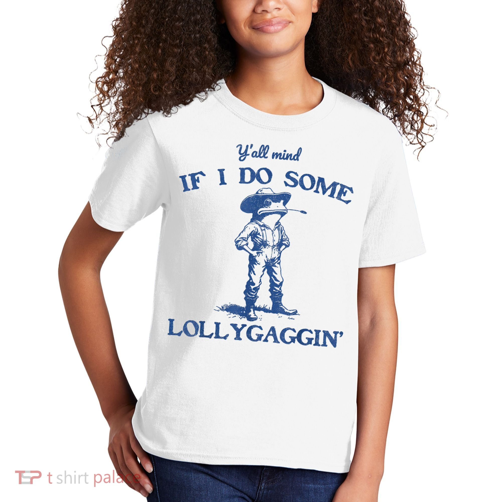 YAll Mind If I Do Some Lollygagging Cowboy Frog Kids T-Shirt