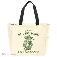 YAll Mind If I Do Some Lollygagging Funny Cowboy Frog Tote Bag thumb 0