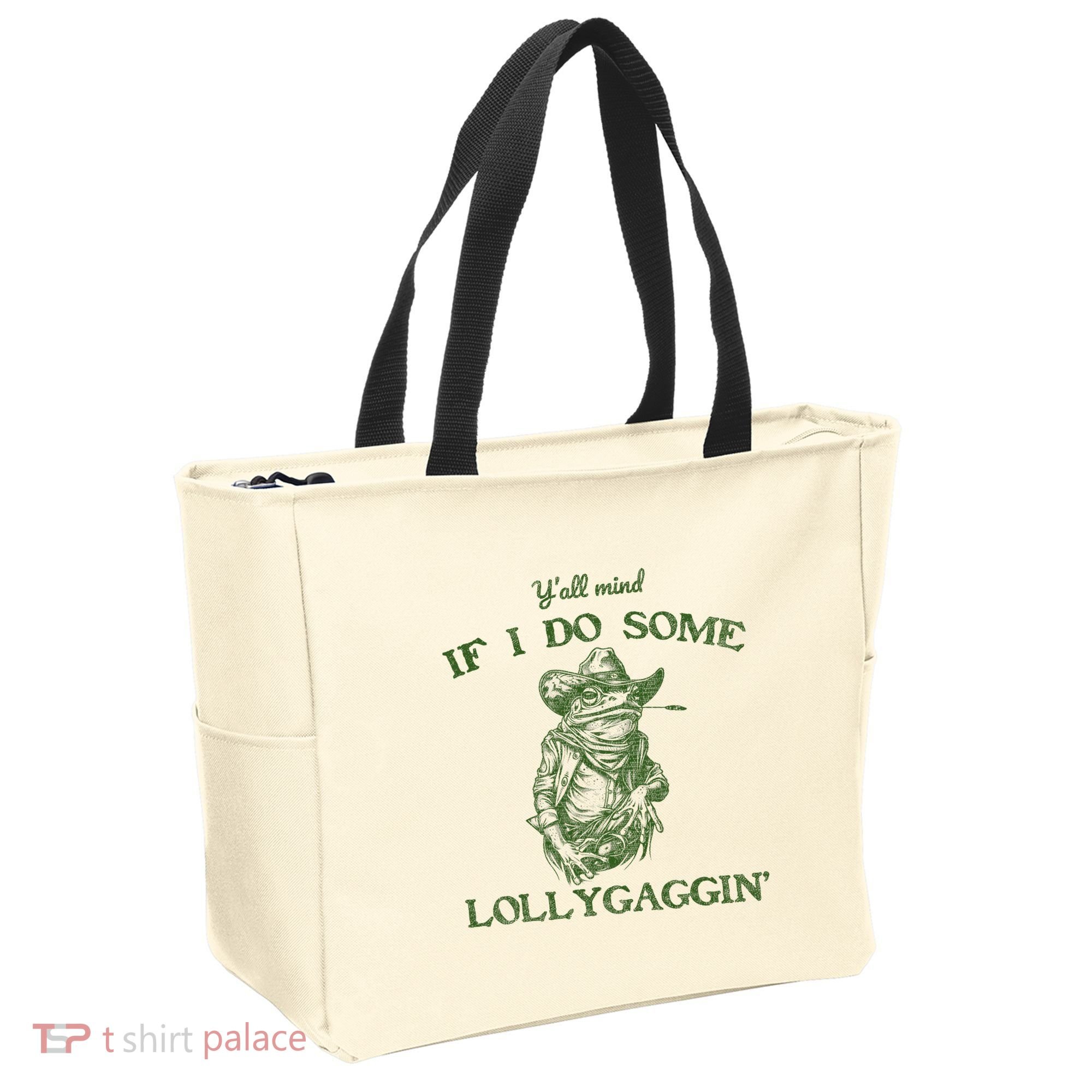 YAll Mind If I Do Some Lollygagging Funny Cowboy Frog Tote Bag