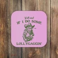 YAll Mind If I Do Some Lollygagging Funny Cowboy Frog Coaster thumb 0
