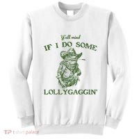 YAll Mind If I Do Some Lollygagging Funny Cowboy Frog Sweatshirt thumb 0