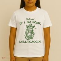 YAll Mind If I Do Some Lollygagging Funny Cowboy Frog T-Shirt thumb 4