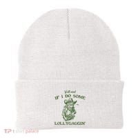 YAll Mind If I Do Some Lollygagging Funny Cowboy Frog Beanie thumb 0