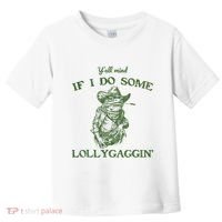 YAll Mind If I Do Some Lollygagging Funny Cowboy Frog Toddler T-Shirt thumb 0