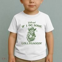 YAll Mind If I Do Some Lollygagging Funny Cowboy Frog Toddler T-Shirt thumb 2