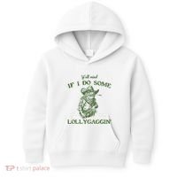 YAll Mind If I Do Some Lollygagging Funny Cowboy Frog Kids Hoodie thumb 0