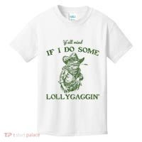 YAll Mind If I Do Some Lollygagging Funny Cowboy Frog Kids T-Shirt thumb 0