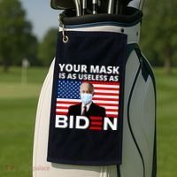 Your Mask Is As Useless As Biden Funny Golf Towel thumb 2