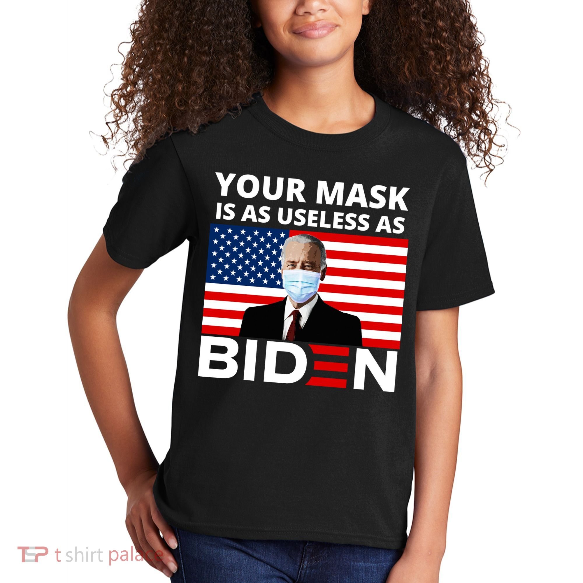 Your Mask Is As Useless As Biden Funny Kids T-Shirt