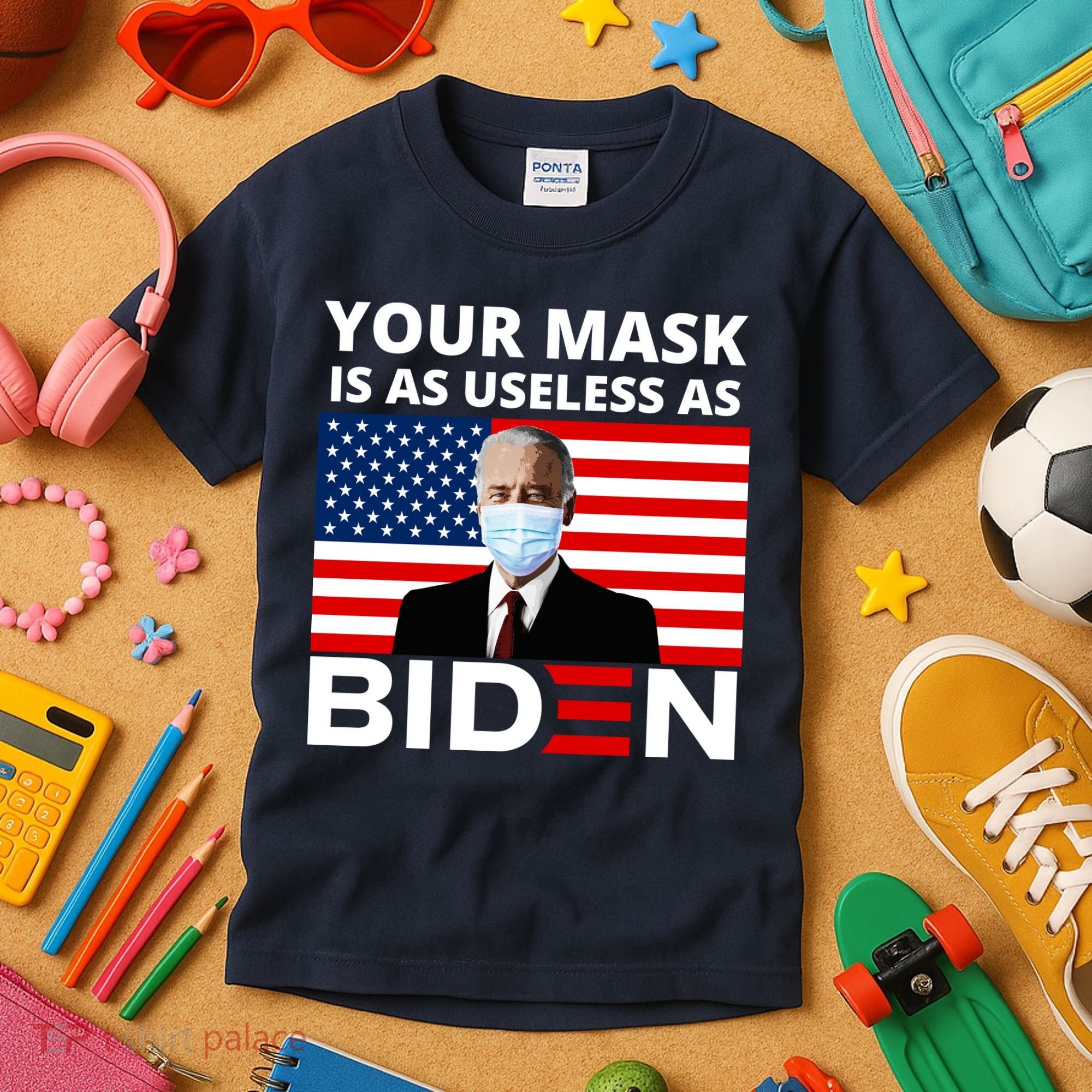 Your Mask Is As Useless As Biden Funny Kids T-Shirt