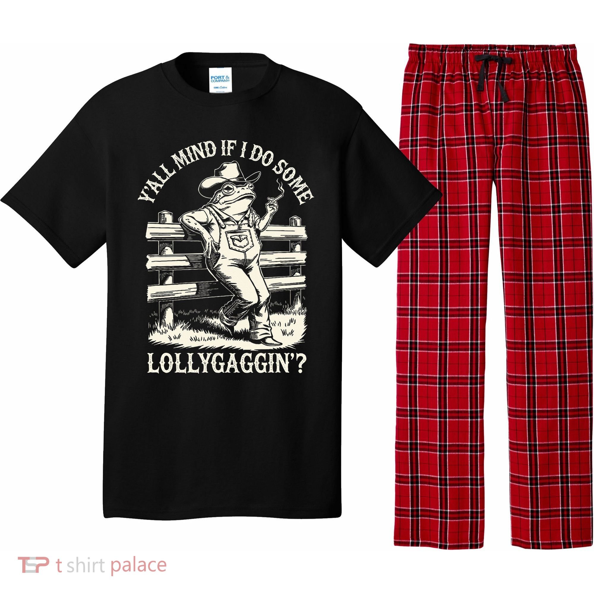 Yall Mind If I Do Some Lollygagging Cowboy Western Frog Pajama Set
