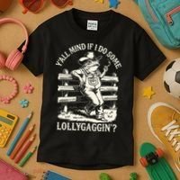 Yall Mind If I Do Some Lollygagging Cowboy Western Frog Kids T-Shirt thumb 3