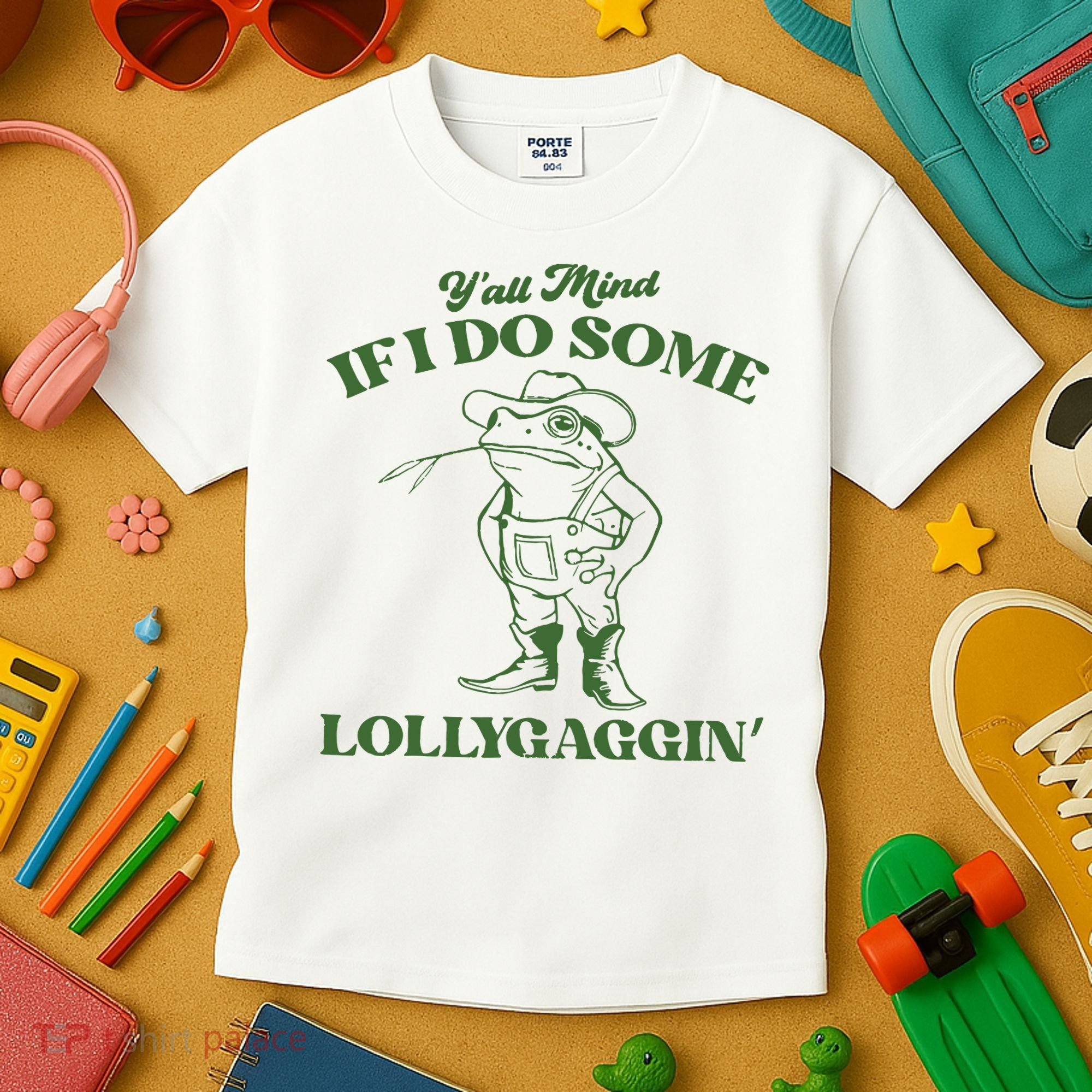 Yall Mind If I Do Some Lollygagging Cowboy Frog Kids T-Shirt