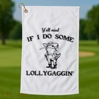 YAll Mind If I Do Some Lollygaggin Cute Frog Golf Towel thumb 1