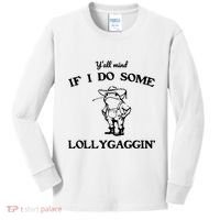 YAll Mind If I Do Some Lollygaggin Cute Frog Kids Long Sleeve Shirt thumb 0