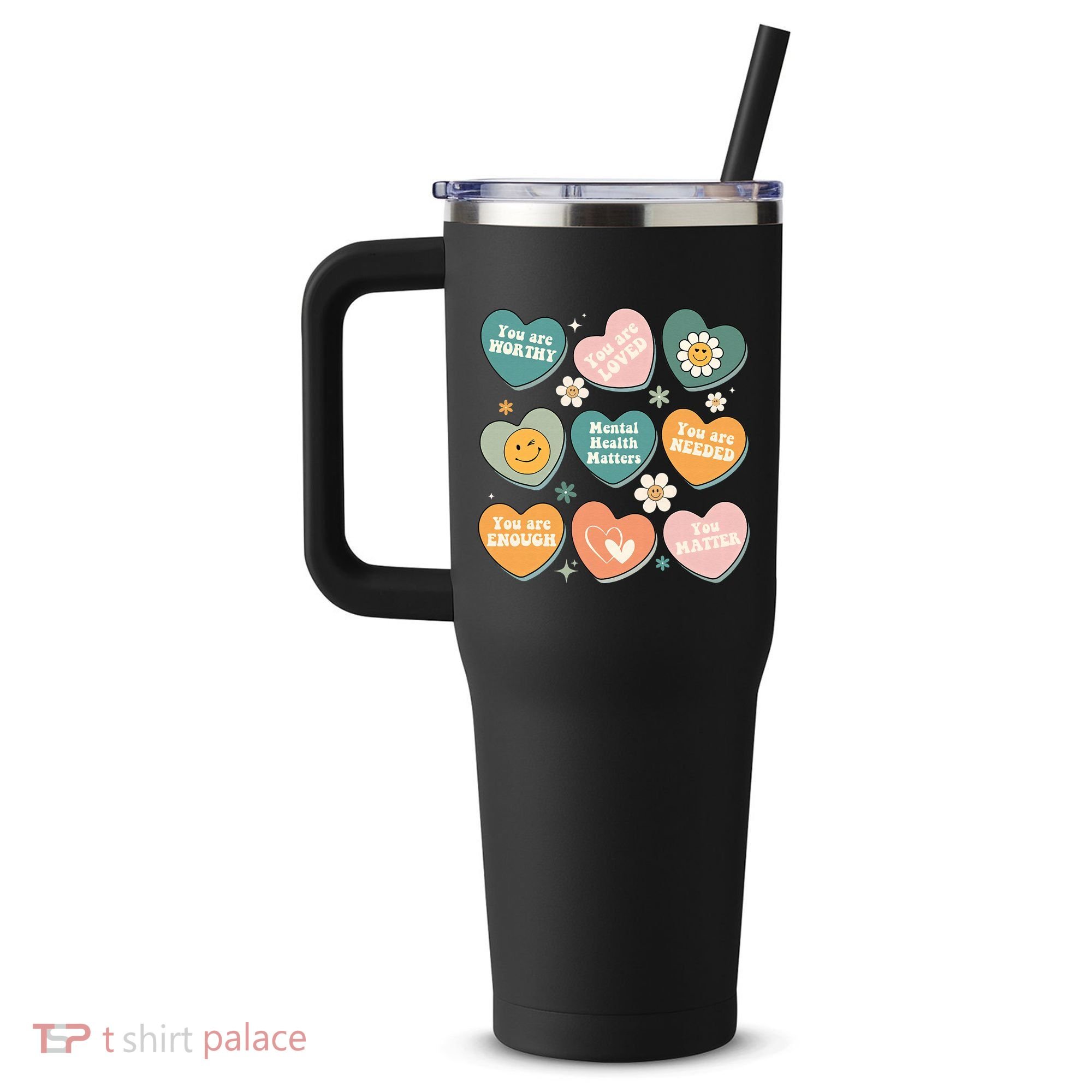 You Matter Kindness Be Kind Groovy Mental Health Matters 40oz Vacuum Insulated Stainless Steel Travel Tumbler
