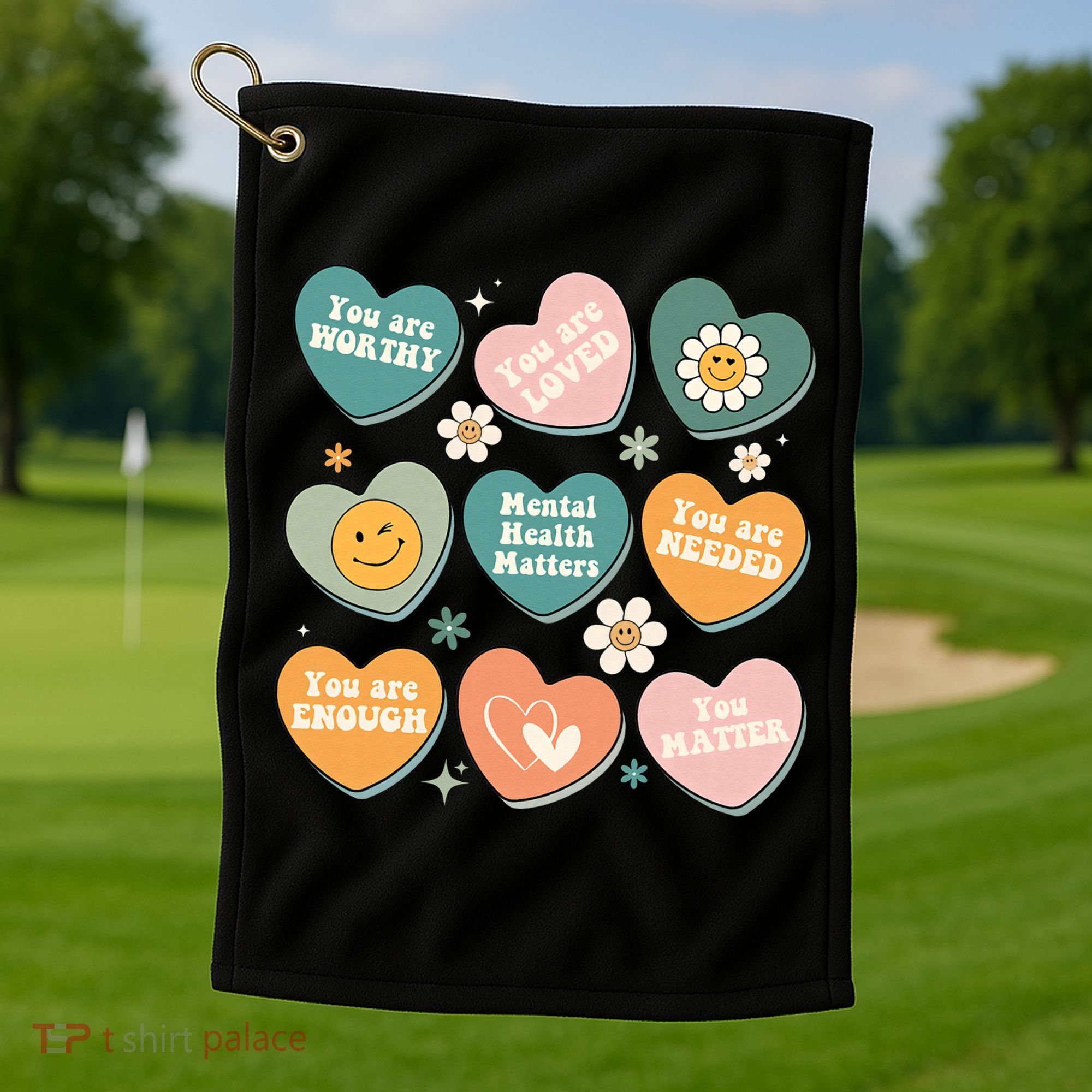 You Matter Kindness Be Kind Groovy Mental Health Matters Golf Towel