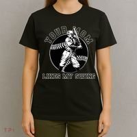 Your Mom Likes My Swing Funny Baseball T-Shirt thumb 4