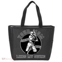 Your Mom Likes My Swing Funny Baseball Tote Bag thumb 0