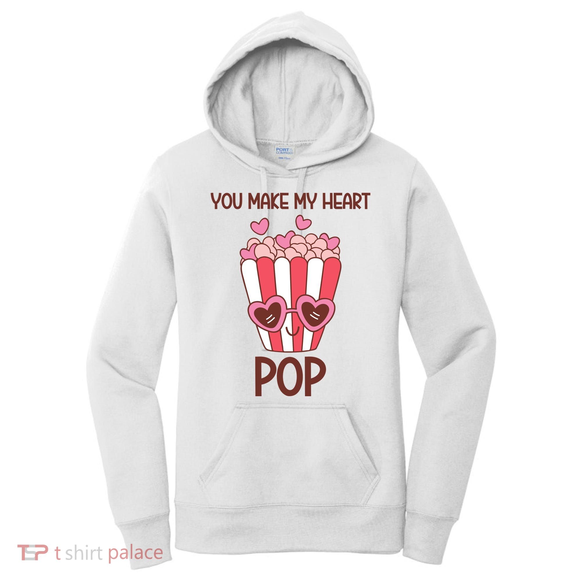 You Make My Heart Pop Funny Popcorn Women's Hoodie