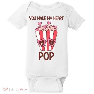 You Make My Heart Pop Funny Popcorn Baby Bodysuit