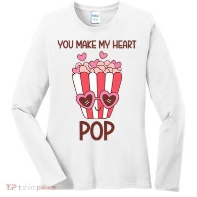You Make My Heart Pop Funny Popcorn Women's Long Sleeve Shirt