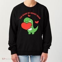 You Make My Heart Roar Valentines Day Cute Dinosaur Women's Sweatshirt thumb 0