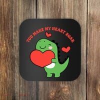 You Make My Heart Roar Valentines Day Cute Dinosaur Coaster thumb 0